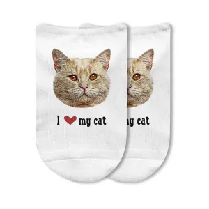 Custom I Love My Cat Photo Socks