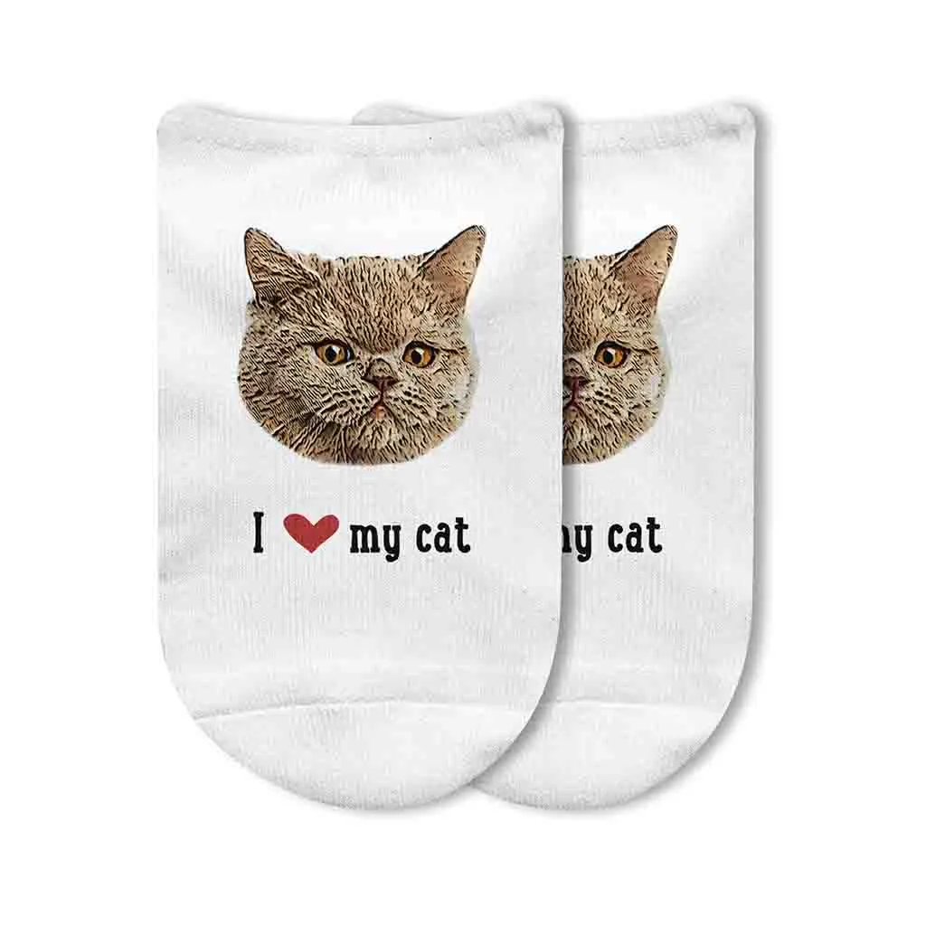 Custom I Love My Cat Photo Socks