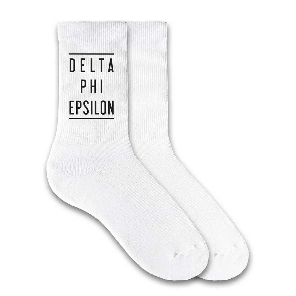 Delta Phi Epsilon Sorority Crew Socks