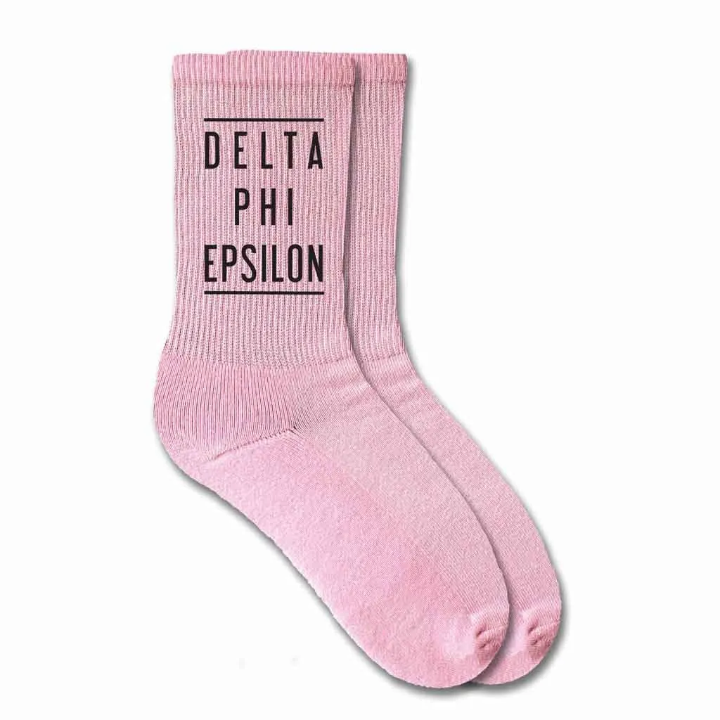 Delta Phi Epsilon Sorority Crew Socks
