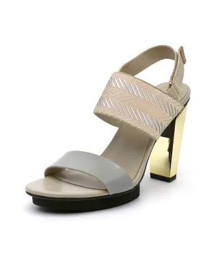 Dual-Strap Leather Slingback Sandal - Neutral