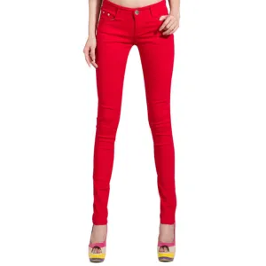 Fashion Pencil Jeans Woman Candy Colored Mid Waist Full Length Zipper Slim Fit Skinny Women Pants WKP004