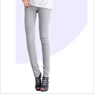 Fashion Pencil Jeans Woman Candy Colored Mid Waist Full Length Zipper Slim Fit Skinny Women Pants WKP004