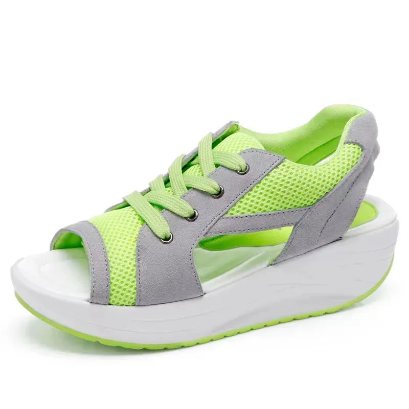 Fashion Women Sandals Summer New Lady Platform Chunky Comfortable Mesh Open Toe Casual Sports Ladies Shoes