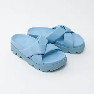 Ferragamo Blue Sporty Slider with Origami Knot Size 8