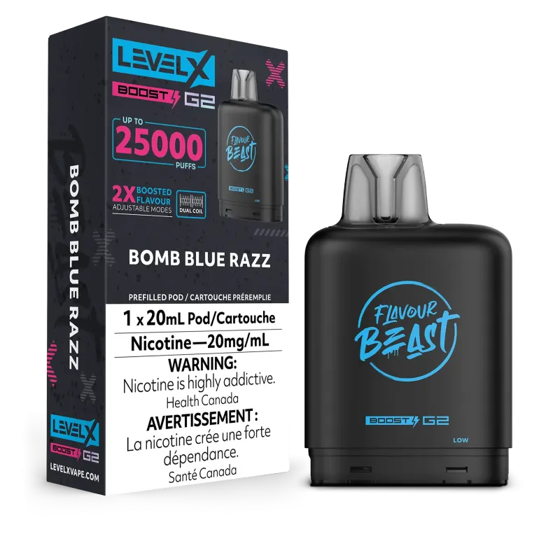 Flavour Beast Level X BOOST G2 Pods 20mL - BOMB BLUE RAZZ