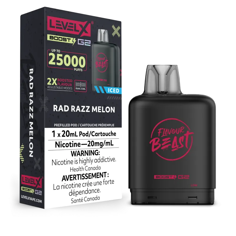 Flavour Beast Level X BOOST G2 Pods 20mL - RAD RAZZ MELON ICED