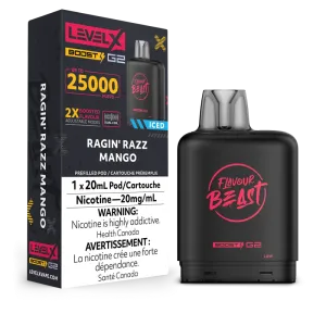 Flavour Beast Level X BOOST G2 Pods 20mL - RAGIN RAZZ MANGO ICED