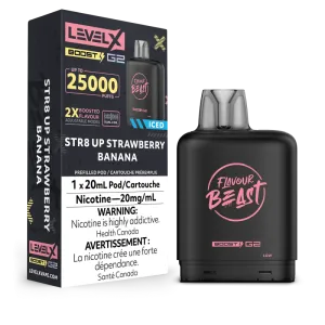 Flavour Beast Level X BOOST G2 Pods 20mL - STR8 UP STRAWBERRY BANANA ICED