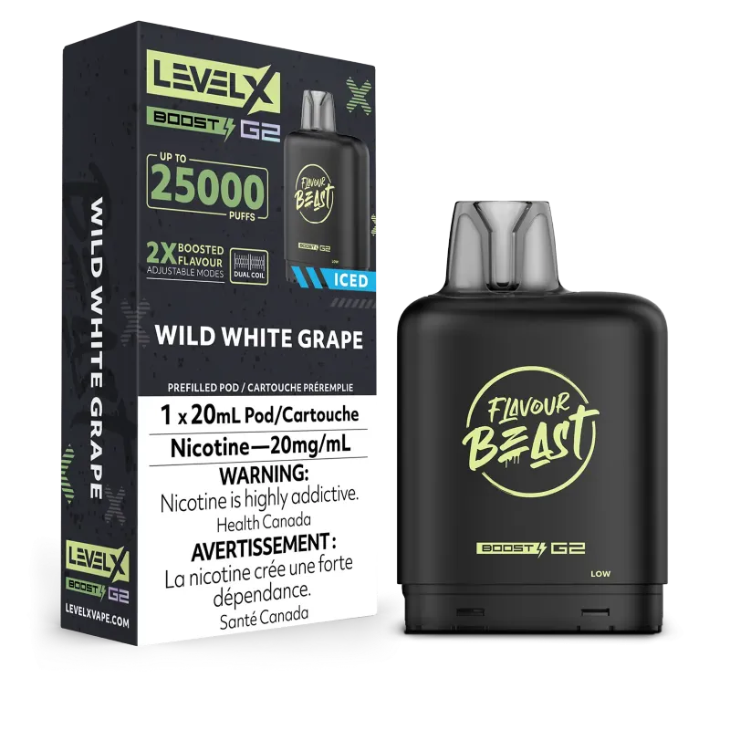 Flavour Beast Level X BOOST G2 Pods 20mL - WILD WHITE GRAPE ICED