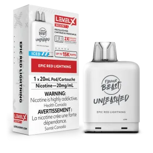 Flavour Beast Level X UNLEASHED BOOST Pods 20ml - EPIC RED LIGHTNING