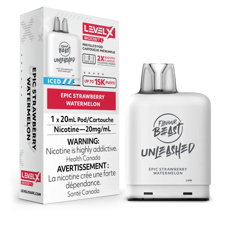 Flavour Beast Level X UNLEASHED BOOST Pods 20ml - EPIC STRAWBERRY WATERMELON