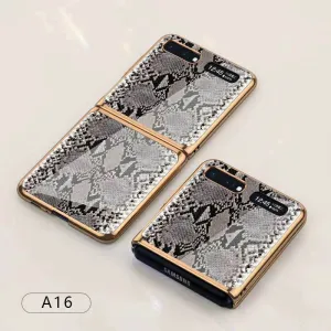 For Samsung Galaxy Z flip Foldable Cellphone Shell Electroplated Painted Folding Phone Case A16 Python pattern