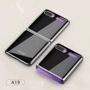 For Samsung Galaxy Z flip Foldable Cellphone Shell Electroplated Painted Folding Phone Case A19 carbon fiber pattern