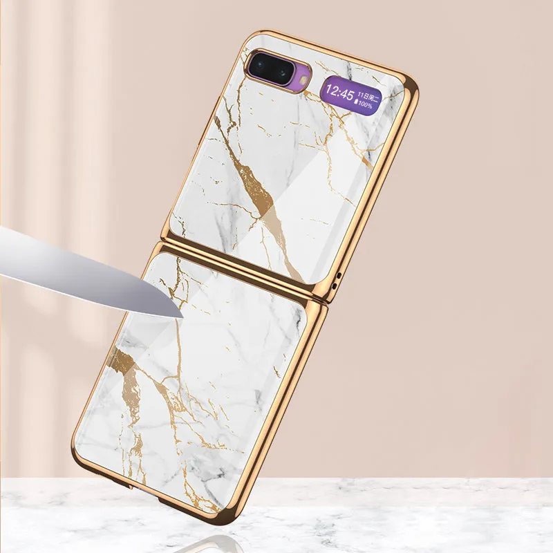 For Samsung Galaxy Z flip Foldable Cellphone Shell Electroplated Painted Folding Phone Case A3