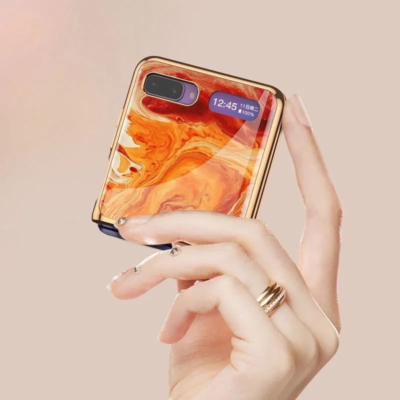 For Samsung Galaxy Z flip Foldable Cellphone Shell Electroplated Painted Folding Phone Case A3