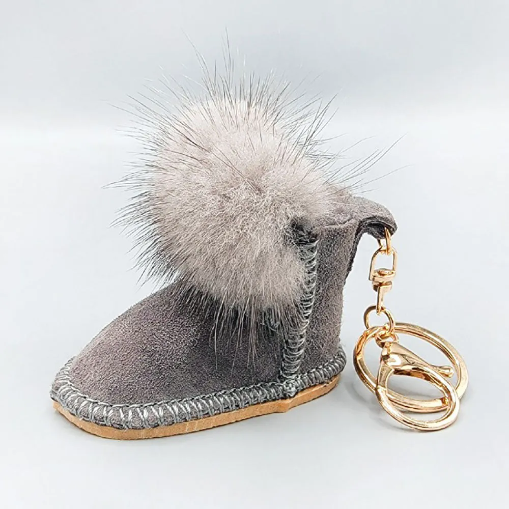 Fur Pom Pom Boot Keychains | K1661