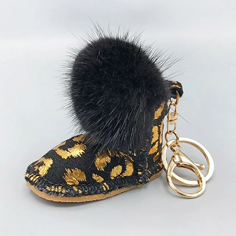 Fur Pom Pom Boot Keychains | K1661