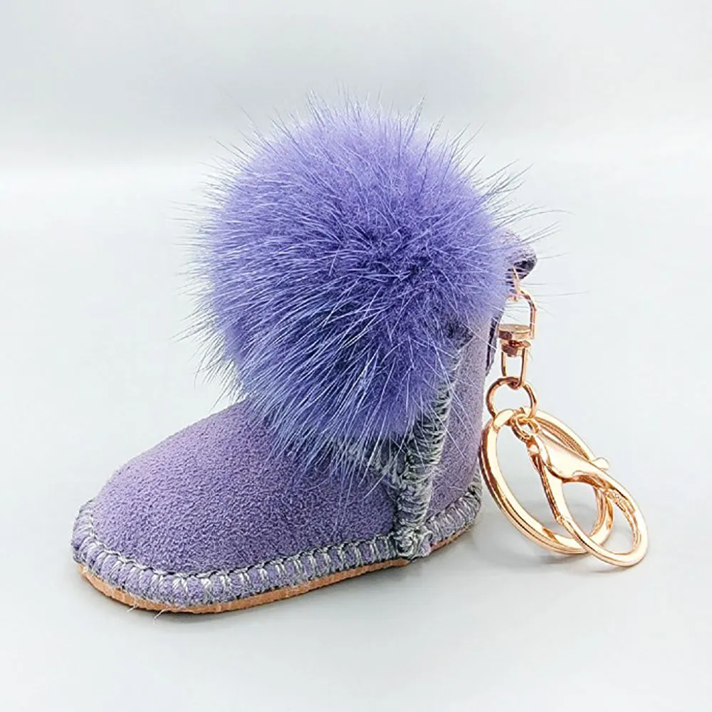 Fur Pom Pom Boot Keychains | K1661