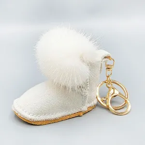 Fur Pom Pom Boot Keychains | K1661