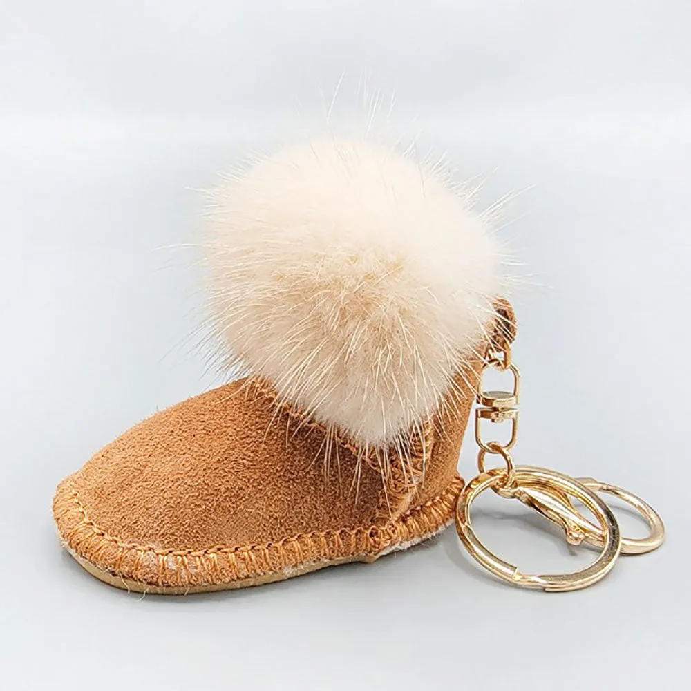 Fur Pom Pom Boot Keychains | K1661