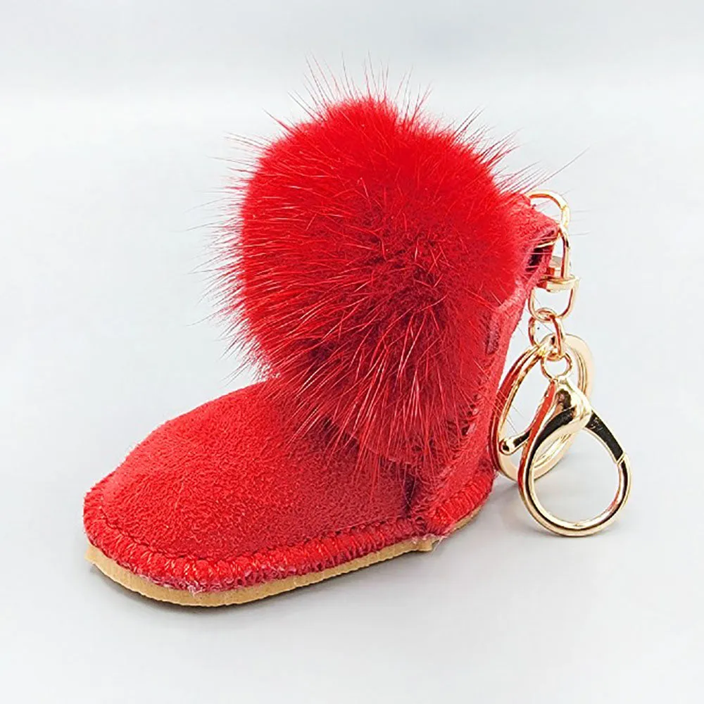 Fur Pom Pom Boot Keychains | K1661