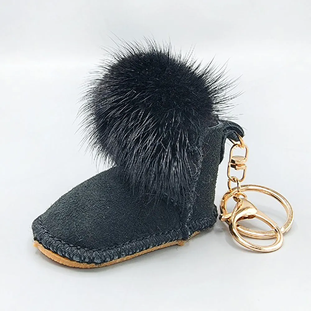 Fur Pom Pom Boot Keychains | K1661