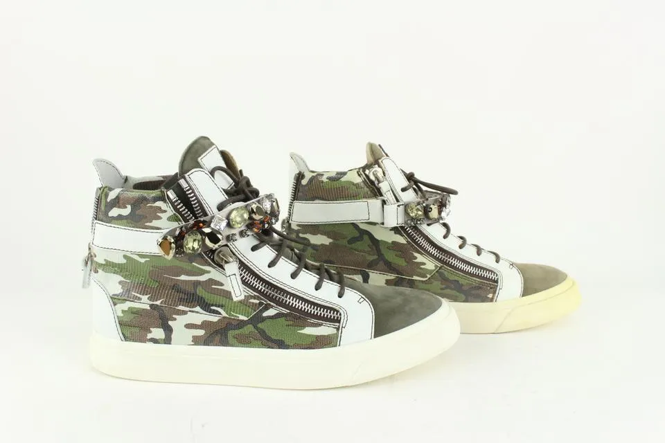 Giuseppe Zanotti Men's 45 Jeweled Camo London High Top Sneaker 1216gz11