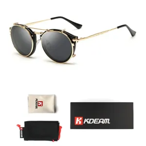 Happy Clip On  Removable Round Glasses Steampunk Sunglasses