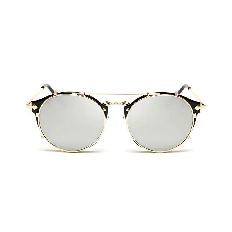 Happy Clip On  Removable Round Glasses Steampunk Sunglasses