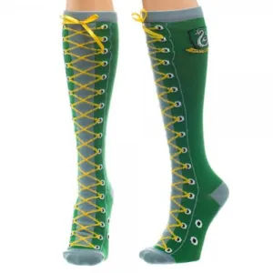 Harry Potter Slytherin Faux Boot Lace Up Knee High Socks