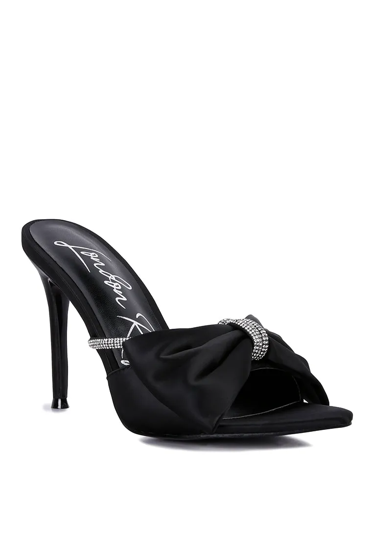 High Tea Rhinestone Bow Embellished Stiletto Sandals