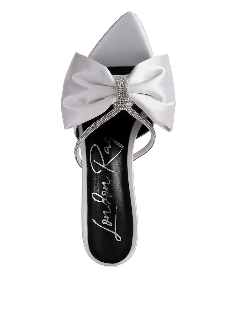 High Tea Rhinestone Bow Embellished Stiletto Sandals