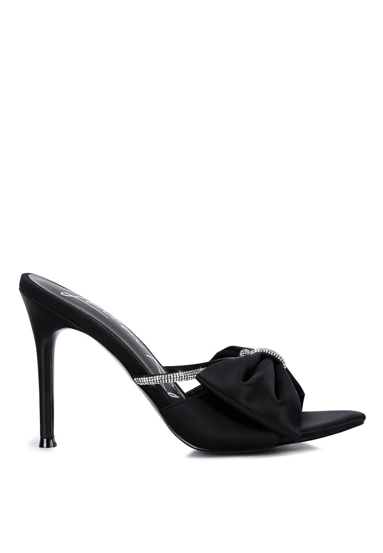 High Tea Rhinestone Bow Embellished Stiletto Sandals