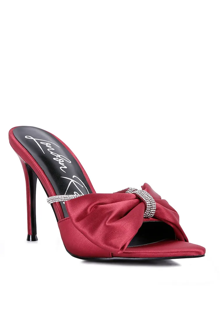 High Tea Rhinestone Bow Embellished Stiletto Sandals