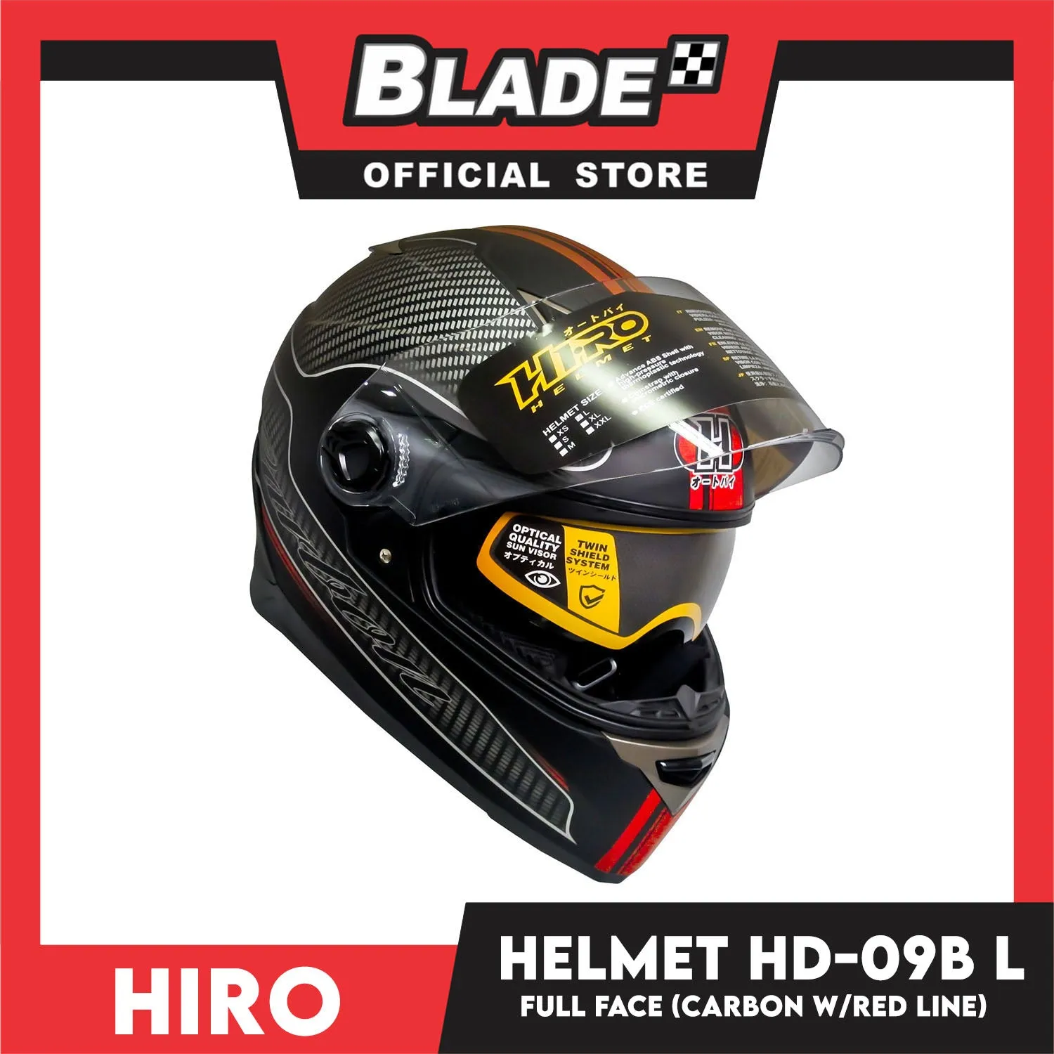 HIRO Helmet HD-09B Carbon (Full face) Large