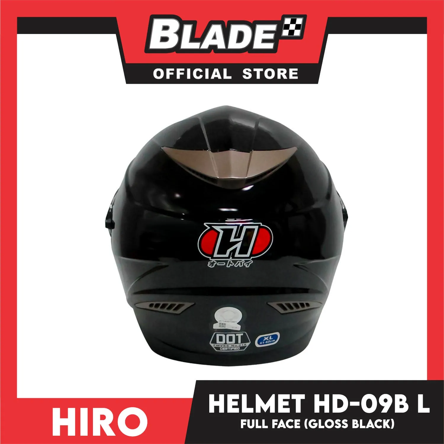 HIRO Helmet HD-09B Gloss Black (Full face) Large