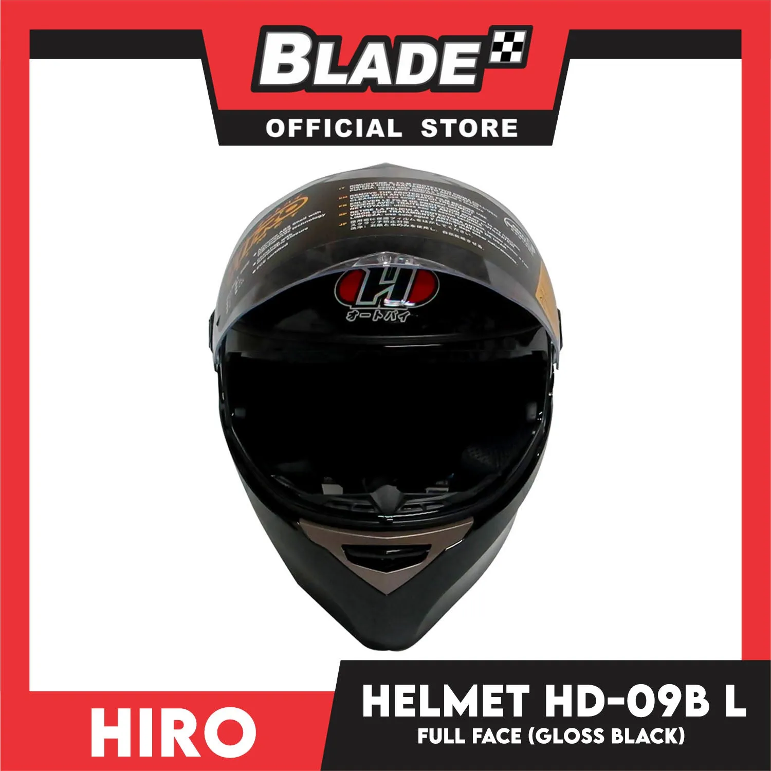 HIRO Helmet HD-09B Gloss Black (Full face) Large