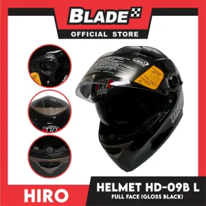 HIRO Helmet HD-09B Gloss Black (Full face) Large