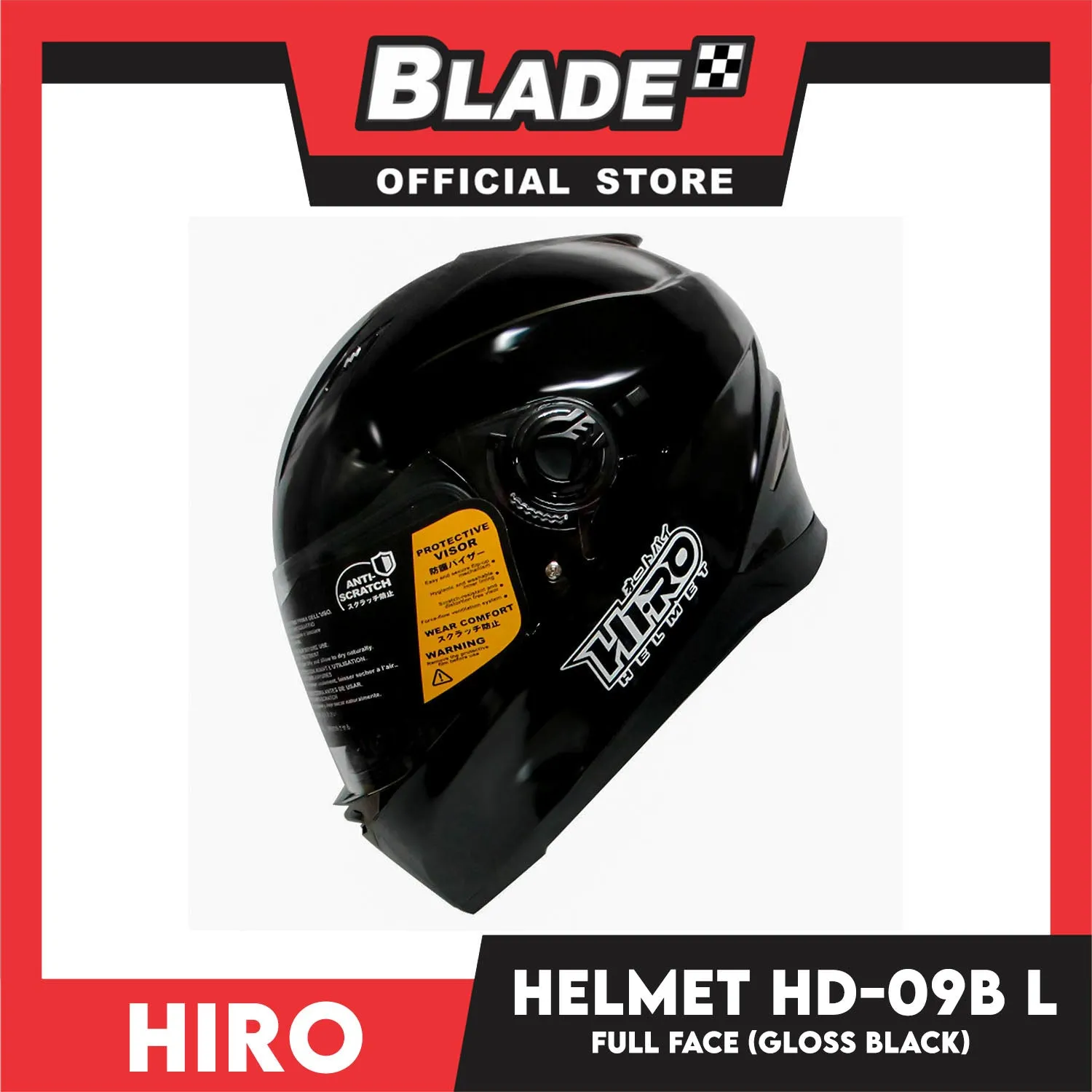 HIRO Helmet HD-09B Gloss Black (Full face) Large