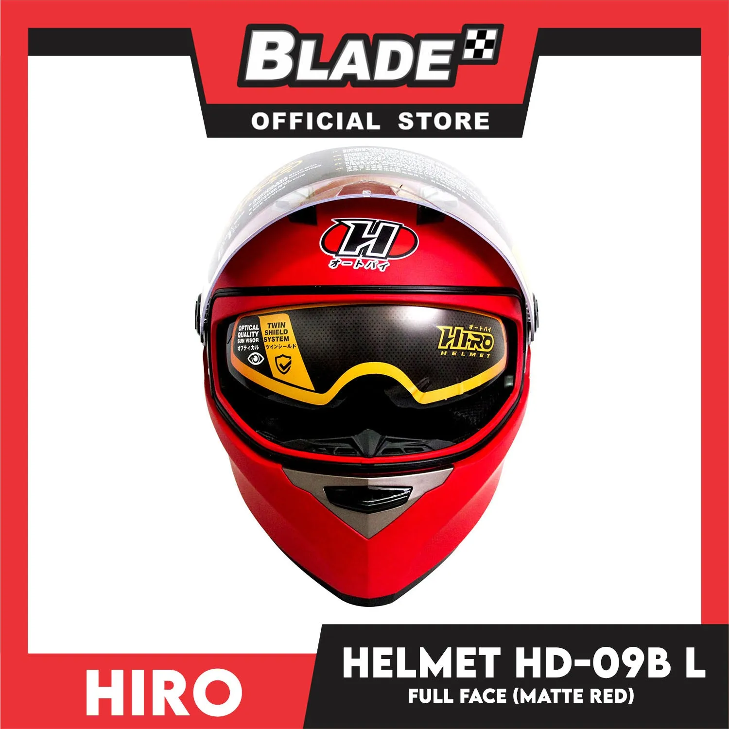 HIRO Helmet HD-09B Matte Red (Full face) Large