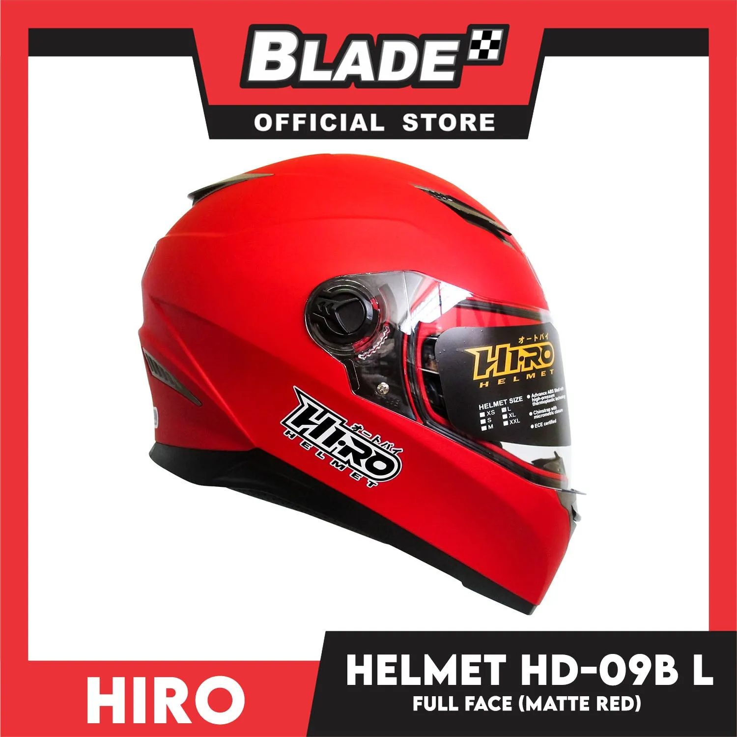 HIRO Helmet HD-09B Matte Red (Full face) Large