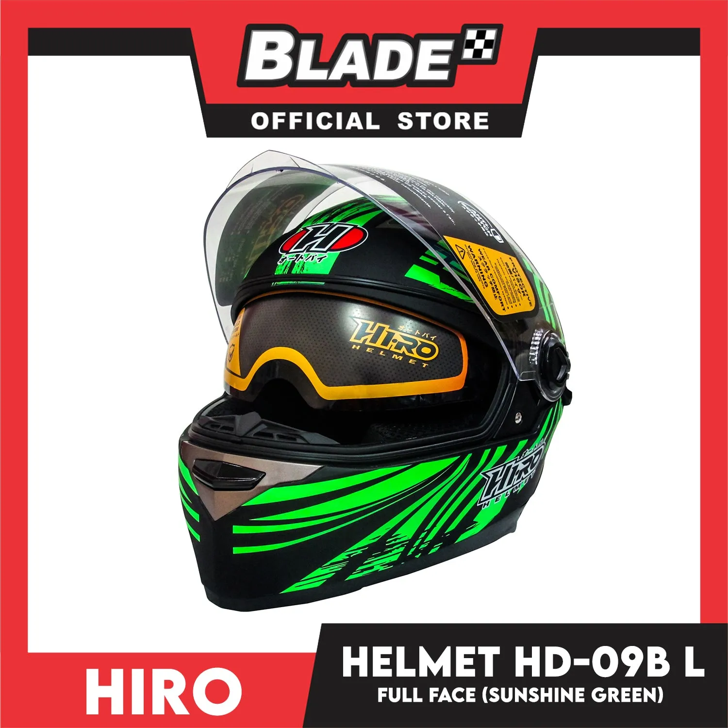HIRO Helmet HD-09B Sunshine Green (Full face)