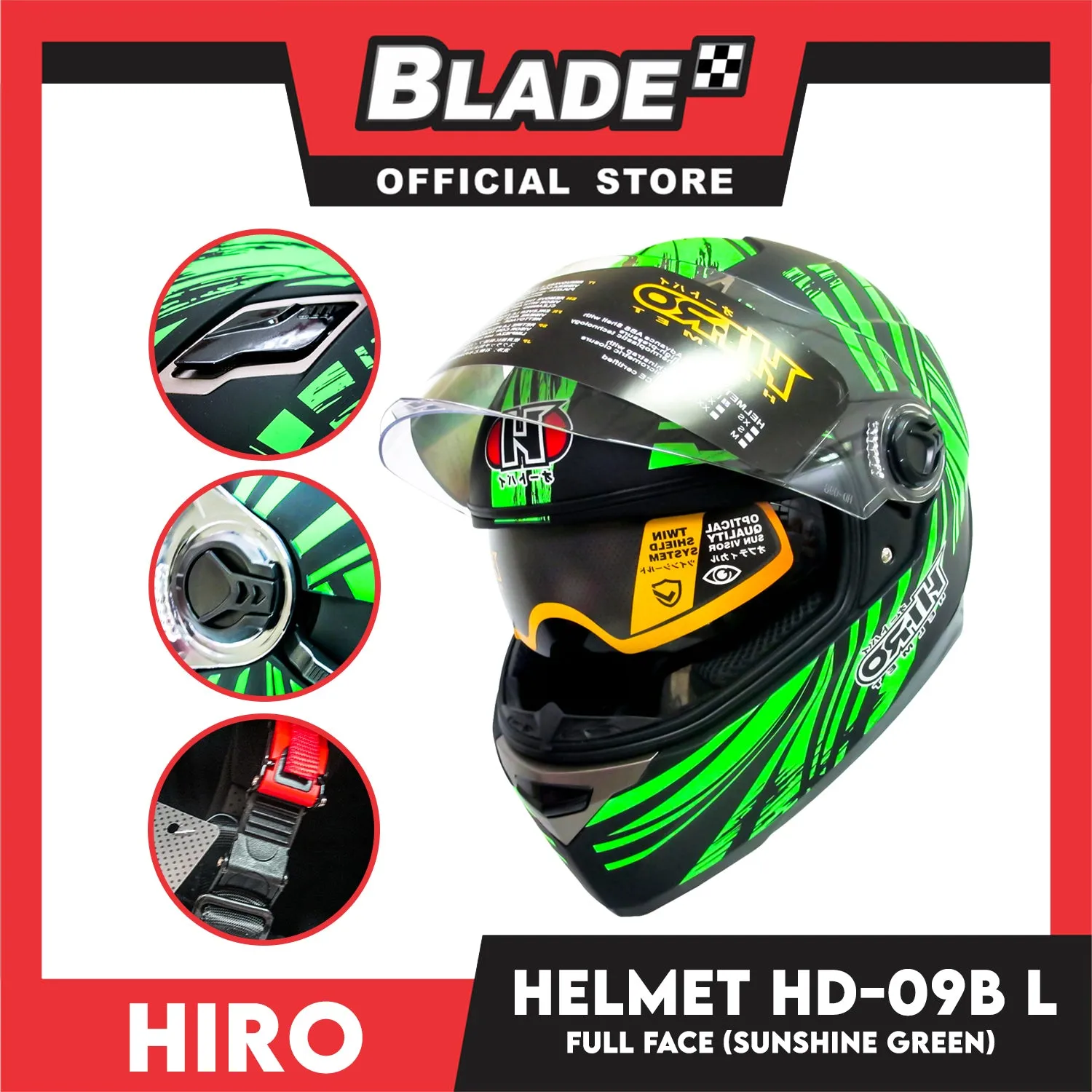 HIRO Helmet HD-09B Sunshine Green (Full face)