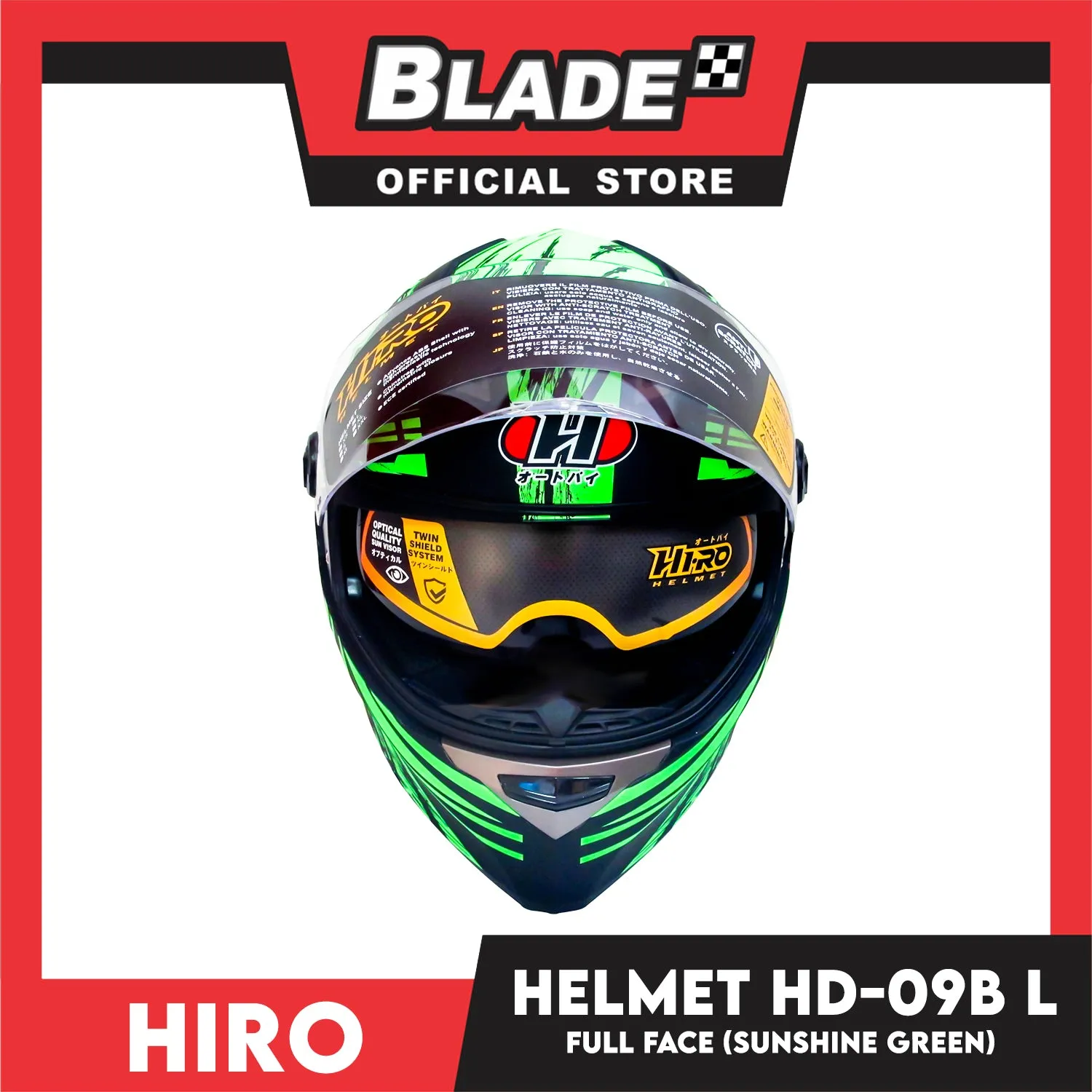 HIRO Helmet HD-09B Sunshine Green (Full face)