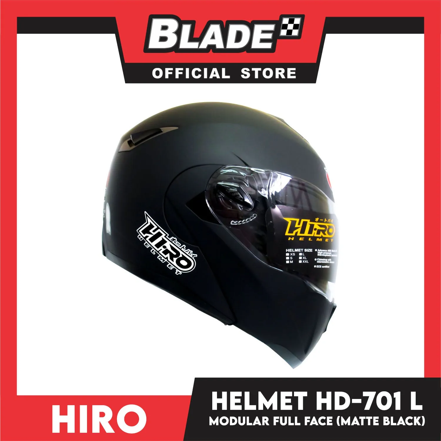 HIRO Helmet HD-701 Matte Black (Modular) Large
