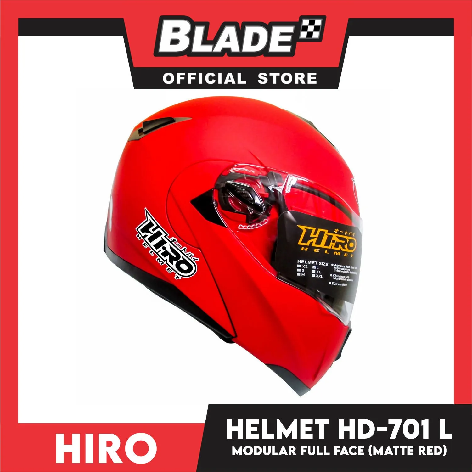 HIRO Helmet HD-701 Matte Red (Modular)