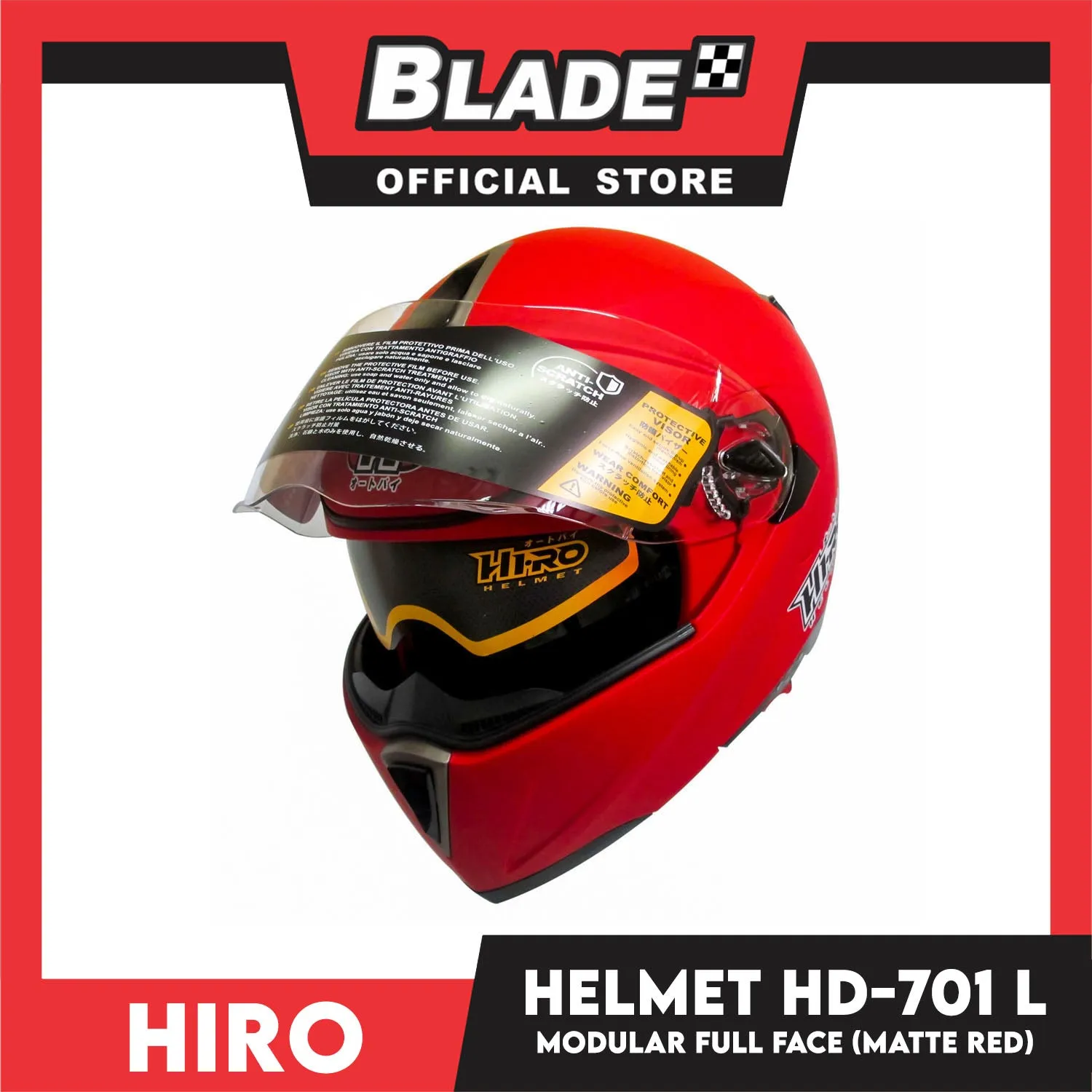 HIRO Helmet HD-701 Matte Red (Modular)