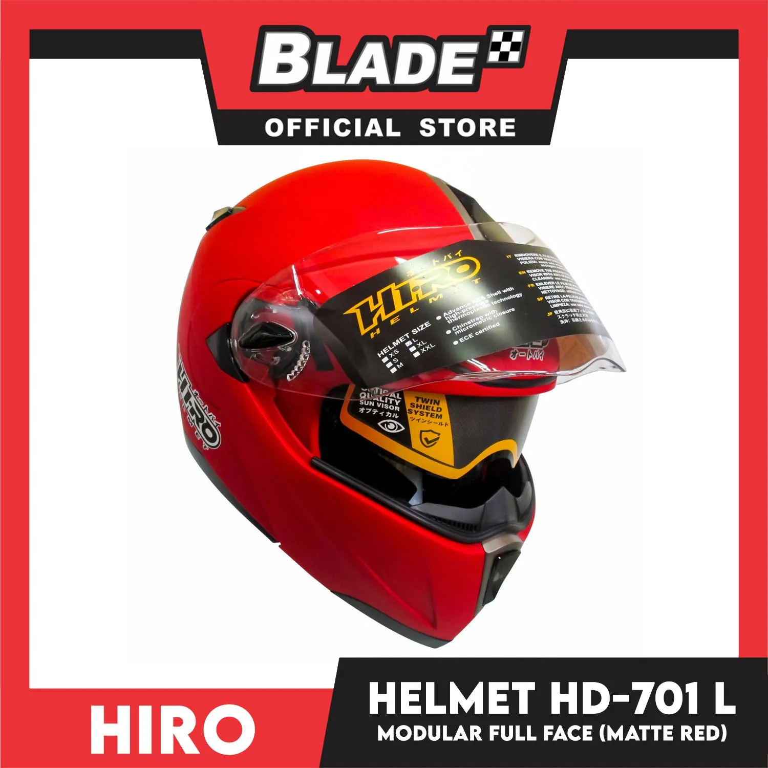 HIRO Helmet HD-701 Matte Red (Modular)