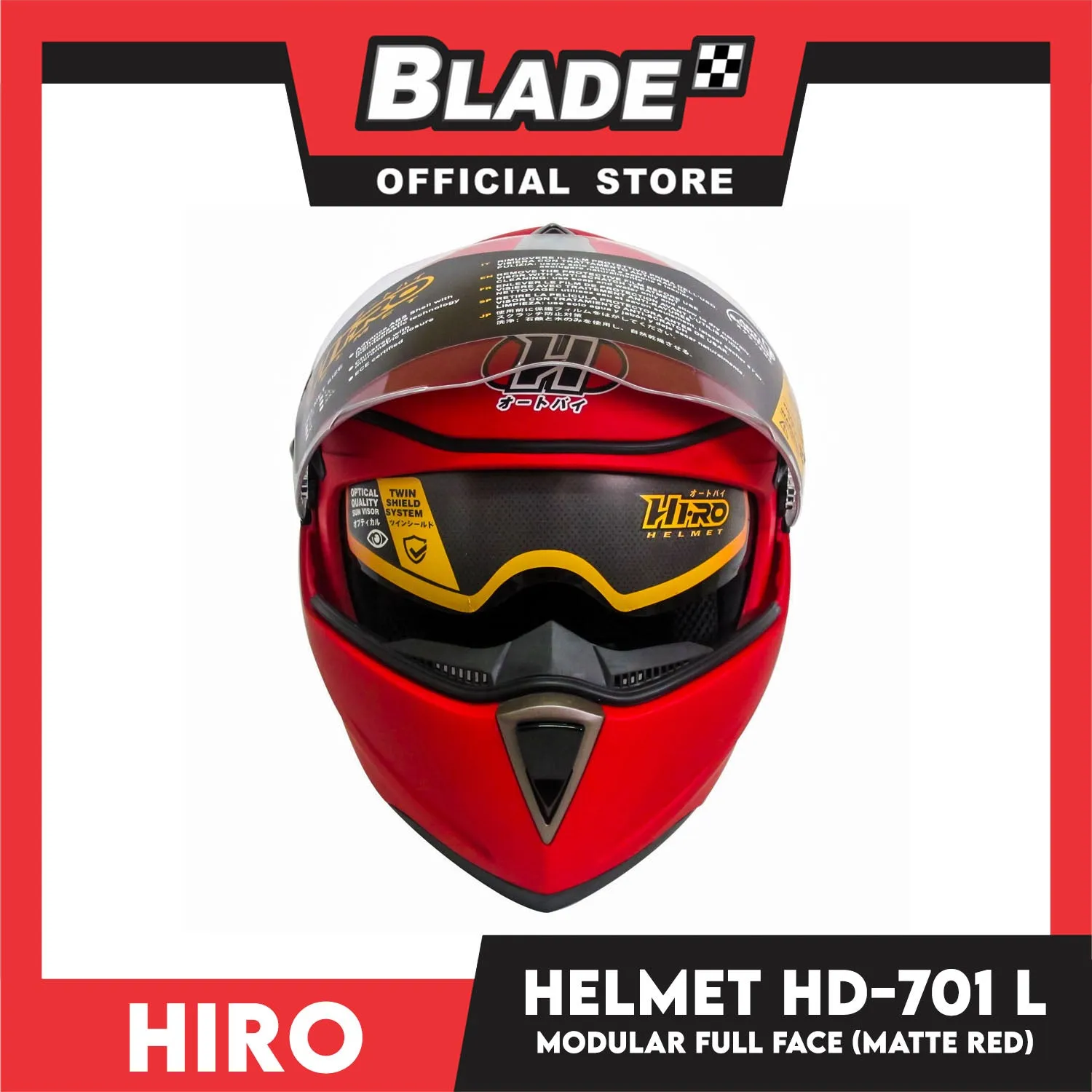 HIRO Helmet HD-701 Matte Red (Modular)